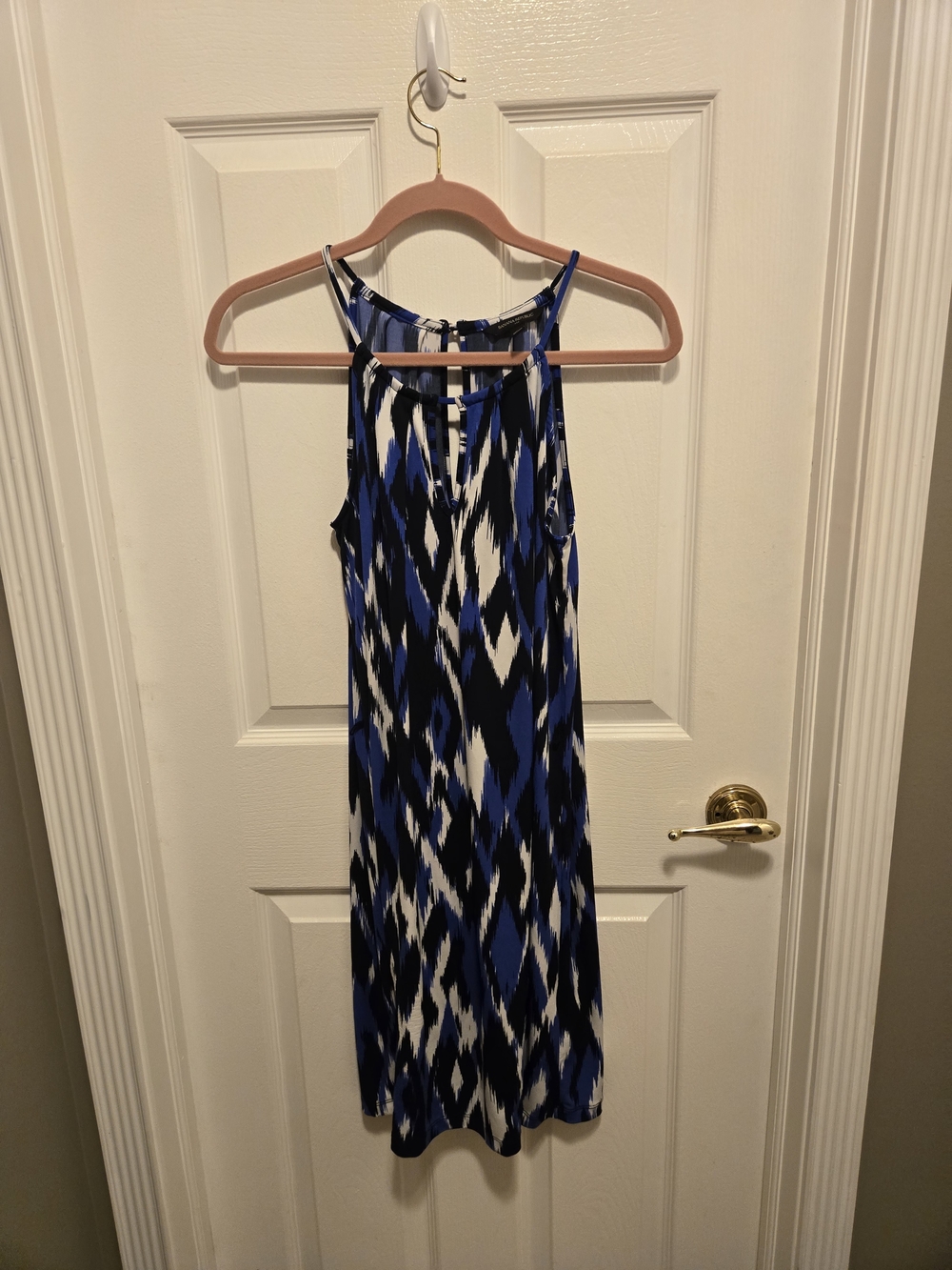 Banana Republic Blue Black and White Patterned Halter Dress